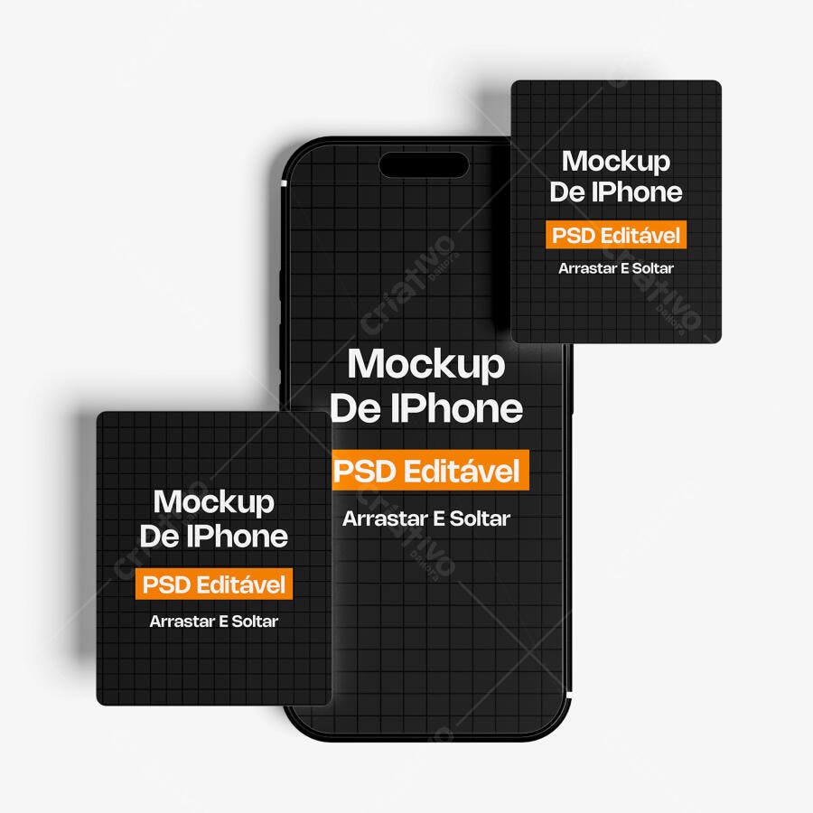 Mockup iPhone 14 Pro Max Tela Frontal Fundo Branco Editável