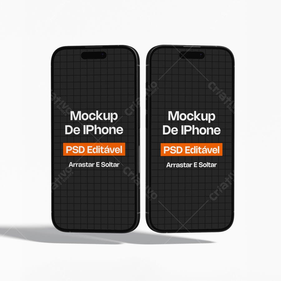 Mockup iPhone Duplo Frontal Fundo Branco Editável