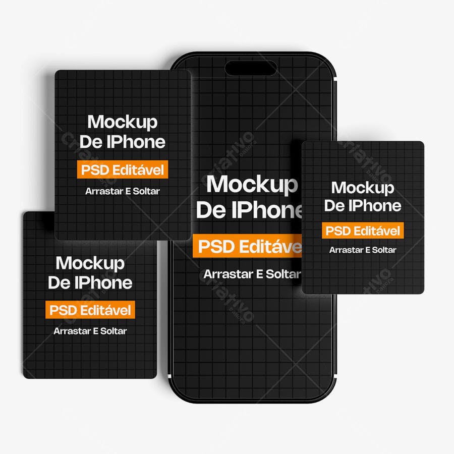 Mockup iPhone Tela Frontal Fundo Branco Editável