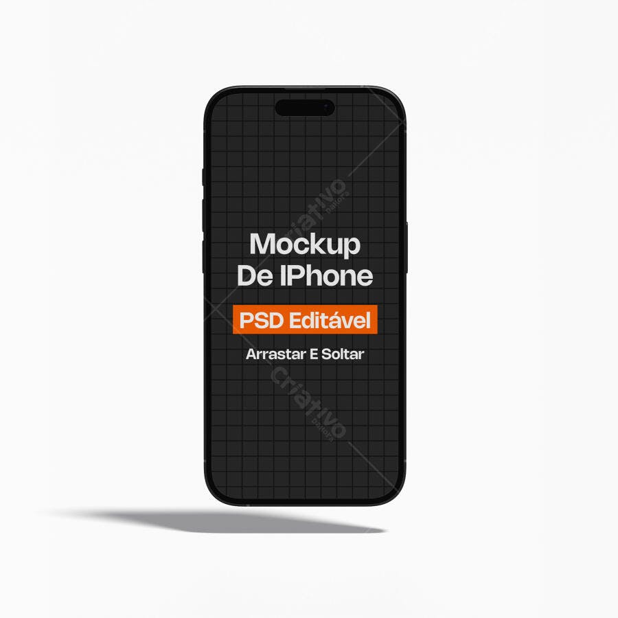 Mockup iPhone Tela Frontal Fundo Branco Editável