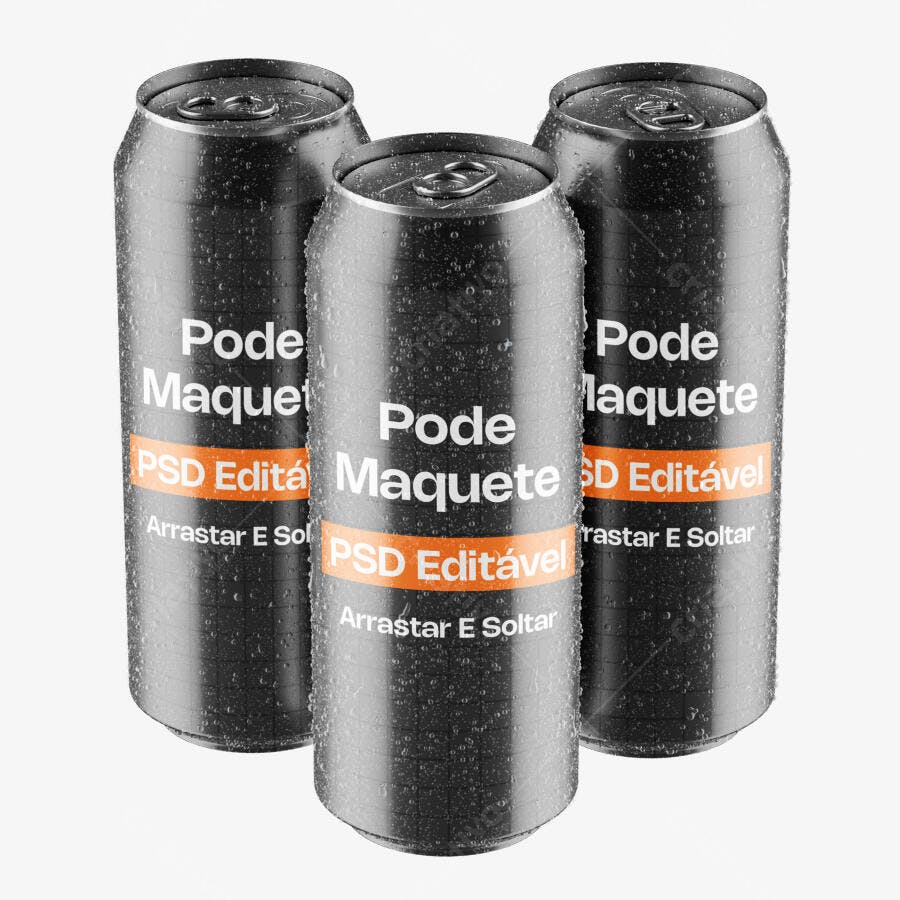 Mockup Lata de Refrigerante Cerveja Metal Fundo Branco Editável