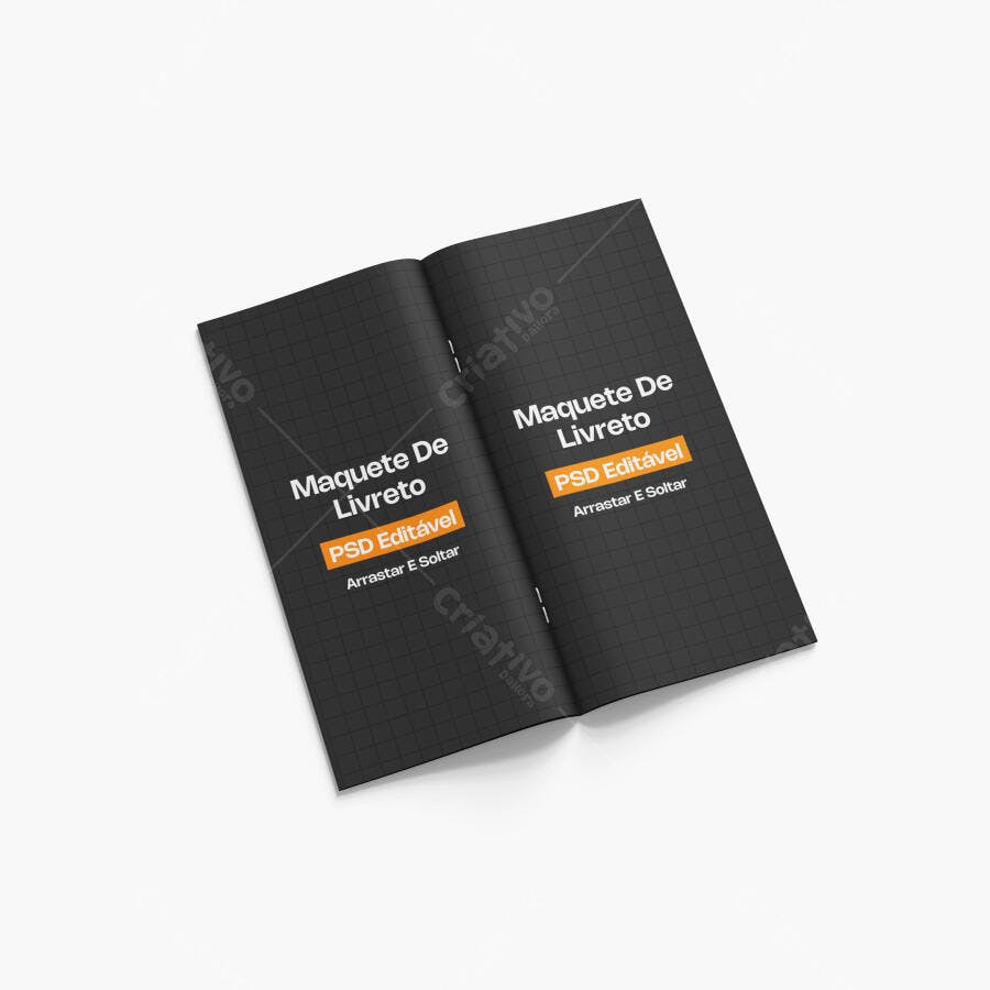 Mockup Livreto Aberto Fundo Branco Minimalista Editável