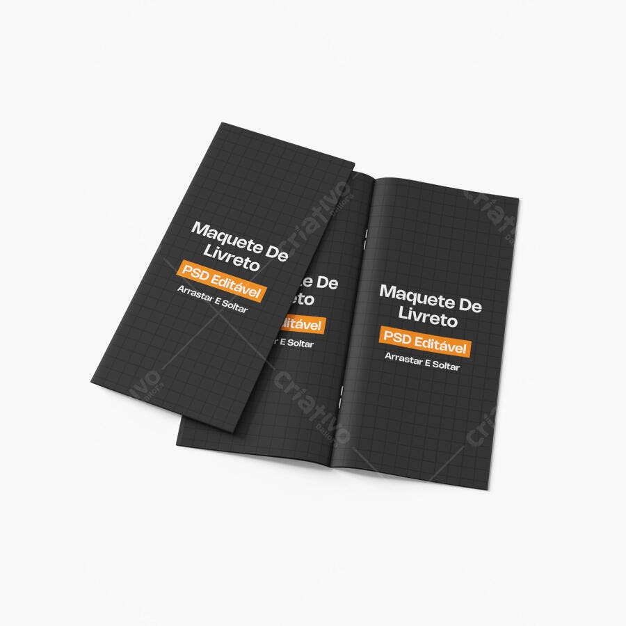 Mockup Livreto Brochura A4 Fundo Branco Editável