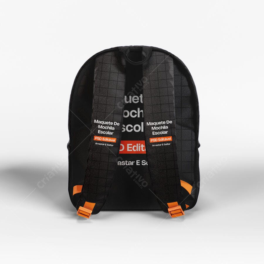 Mockup Mochila Escolar Costas Fundo Branco Editável