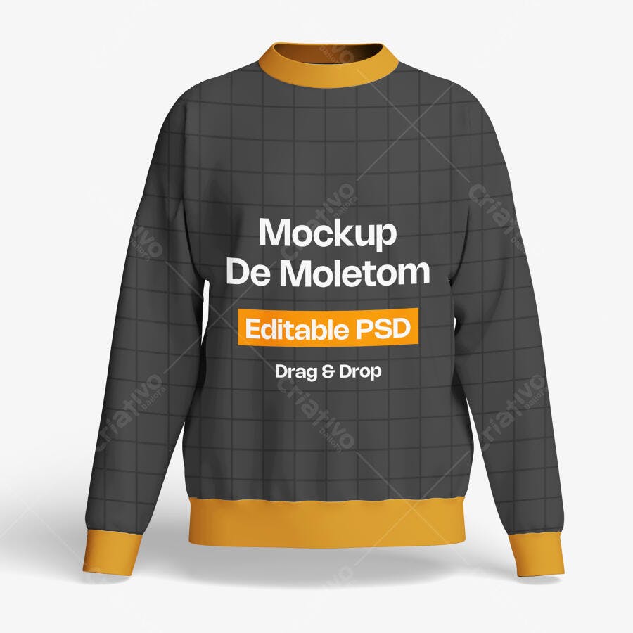 Mockup Moletom Masculino Feminino Frente Fundo Branco Editável