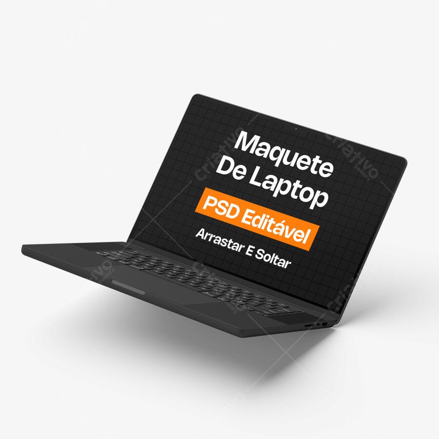 Mockup Notebook Flutuando Fundo Branco Editável