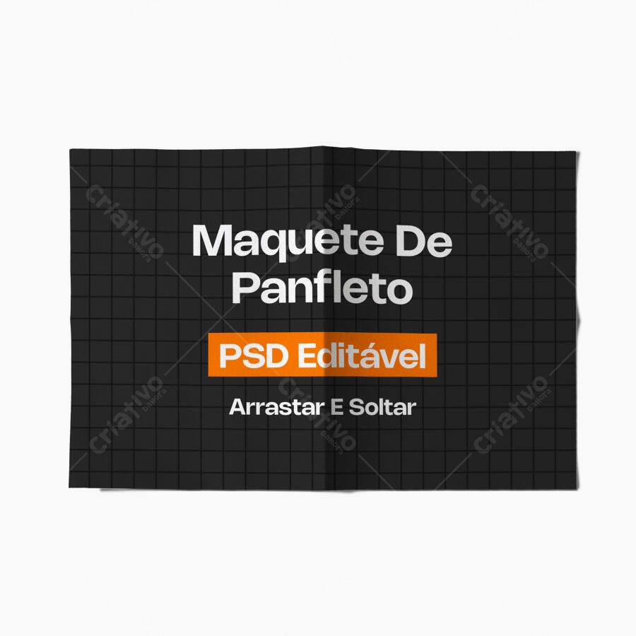 Mockup Panfleto Dobrado Papel Fundo Branco Editável