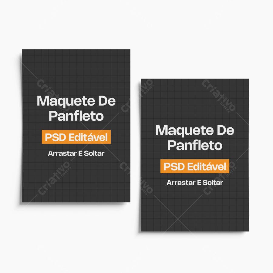 Mockup Panfleto Duplo A4 Vista Superior Fundo Branco Editável