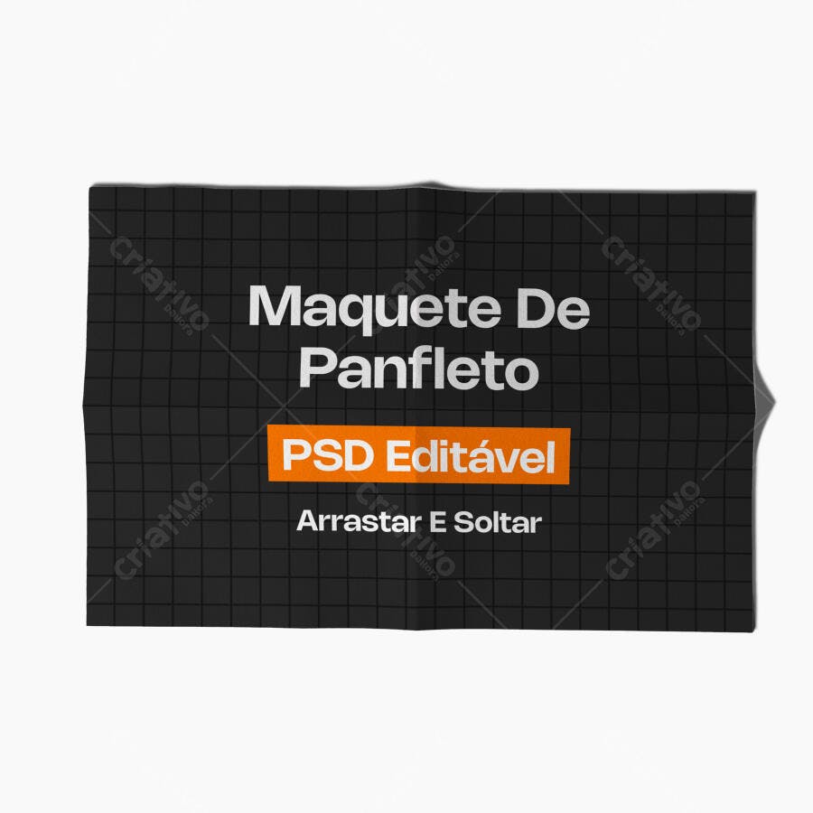 Mockup Panfleto Papel Dobrado Fundo Branco Editável