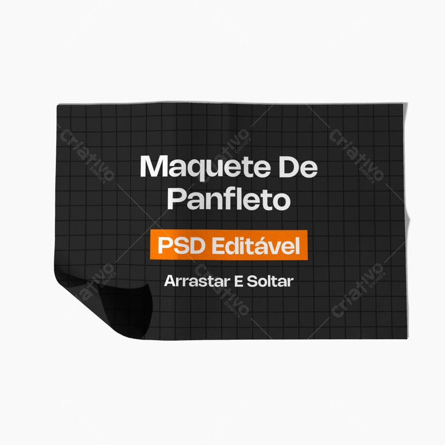 Mockup Panfleto Retangular Papel Fundo Branco Editável