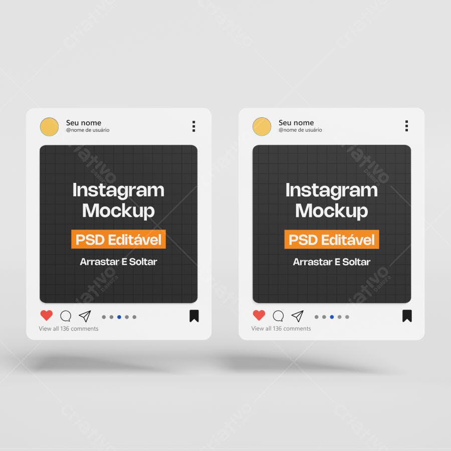 Mockup Post Instagram Duplo Fundo Branco Minimalista Editável