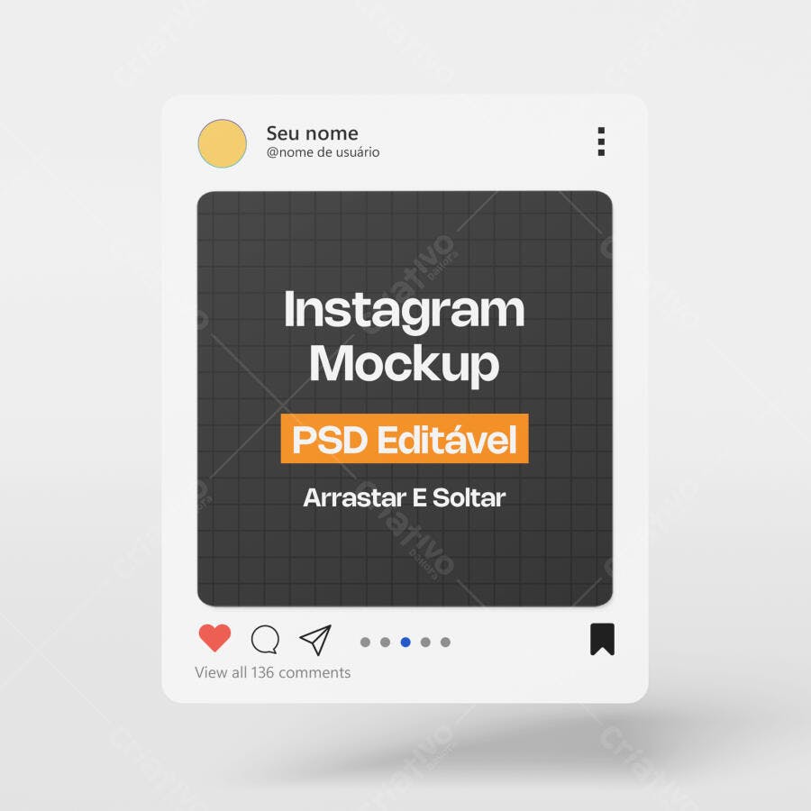 Mockup Post Instagram Minimalista Flutuante Editável