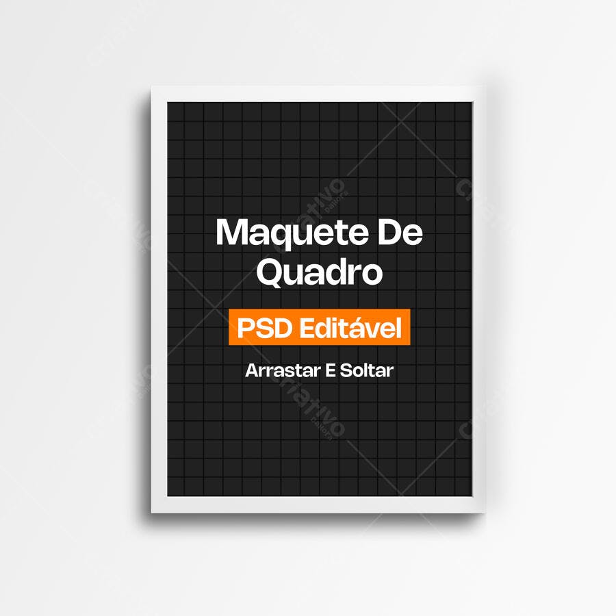 Mockup Quadro Branco Frontal Fundo Limpo Editável
