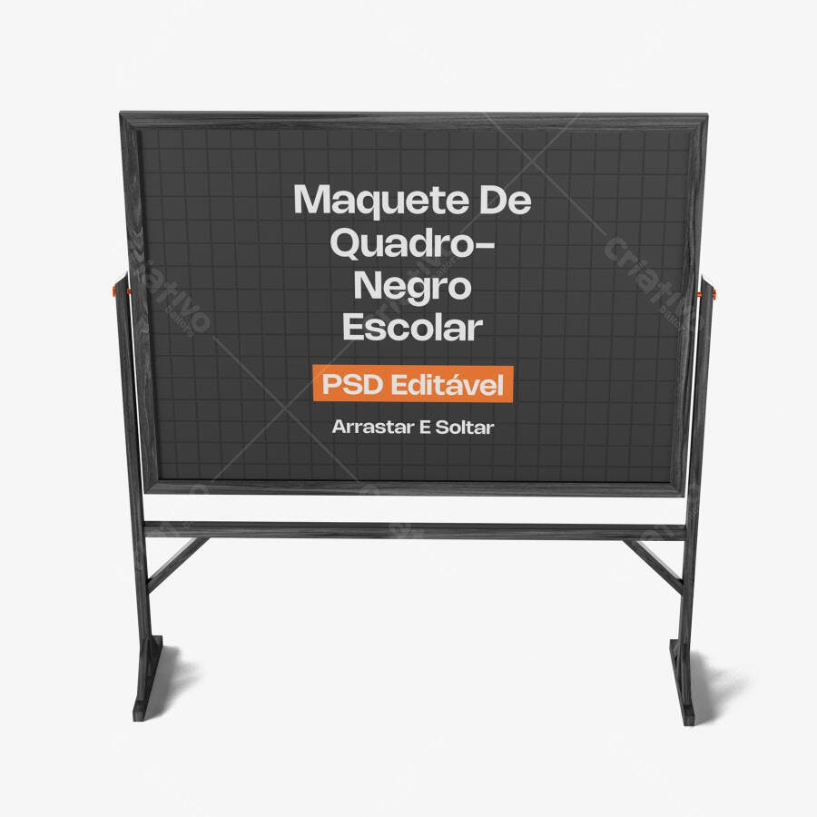 Mockup Quadro Negro Escolar Frontal Fundo Branco Editável