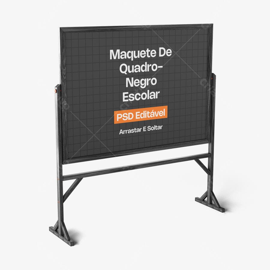 Mockup Quadro Negro Escolar Frontal Fundo Branco Editável
