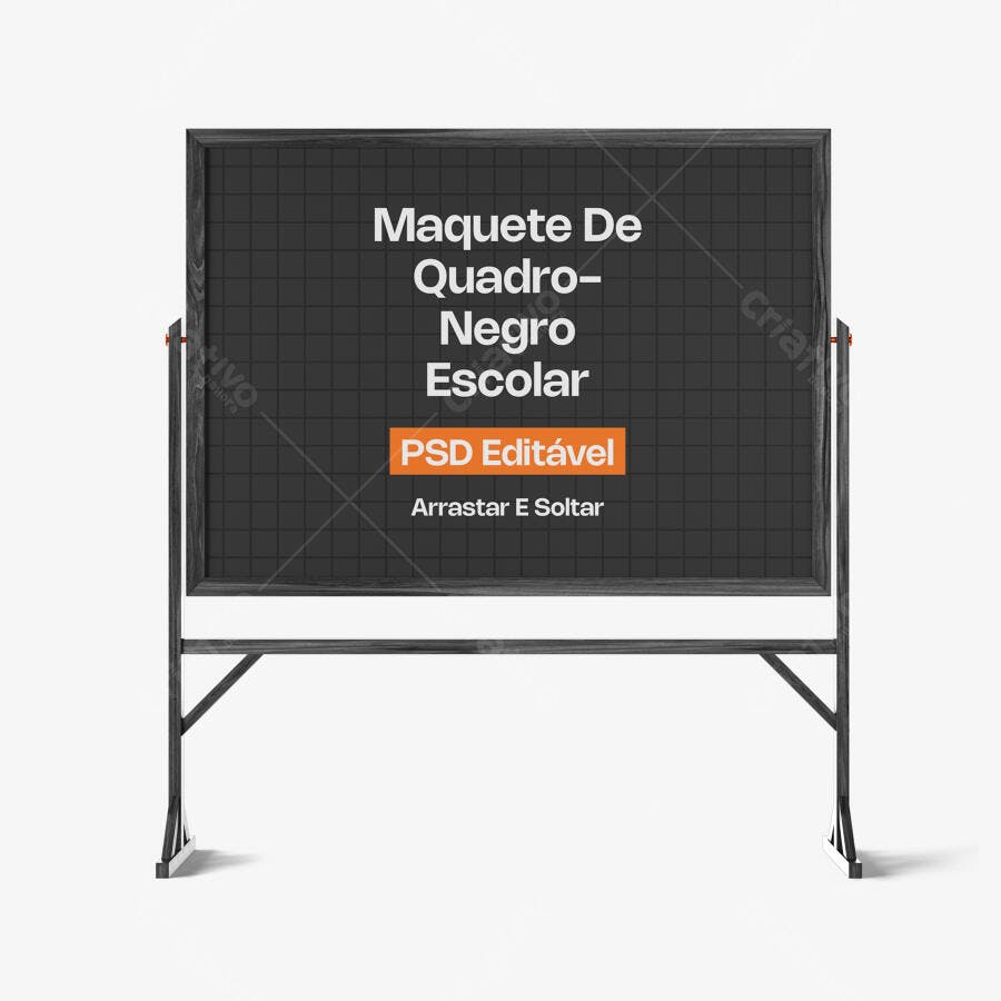 Mockup Quadro Negro Escolar Frontal Fundo Branco Editável