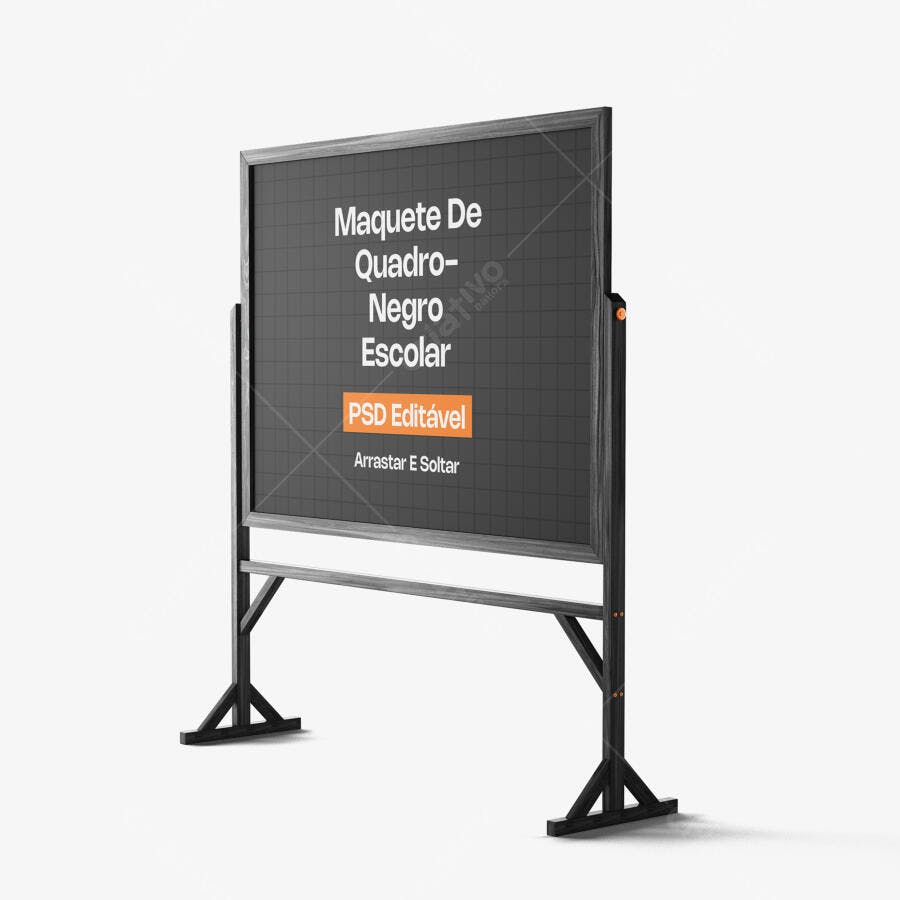 Mockup Quadro Negro Escolar Fundo Branco Editável