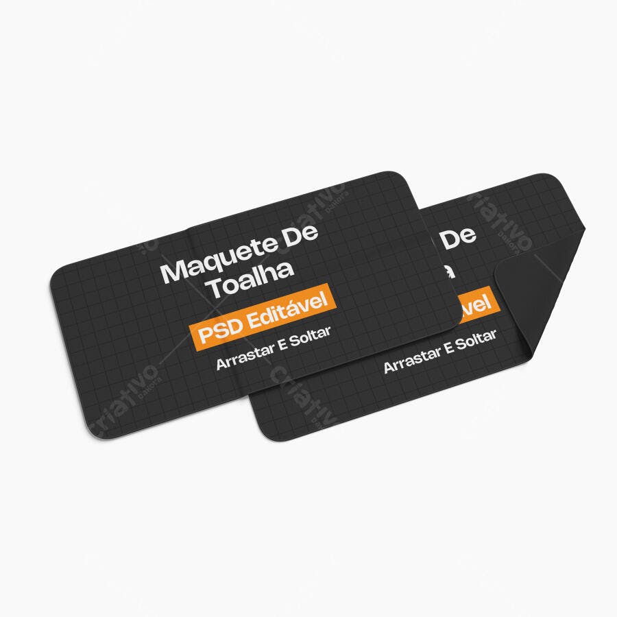 Mockup Realista Toalha Tecido Fundo Branco Editável