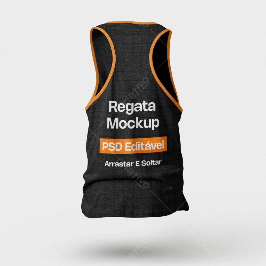 Mockup Regata Masculina Costas Fundo Branco Editável
