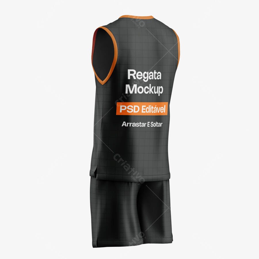 Mockup Regata Masculina Costas Fundo Branco Editável