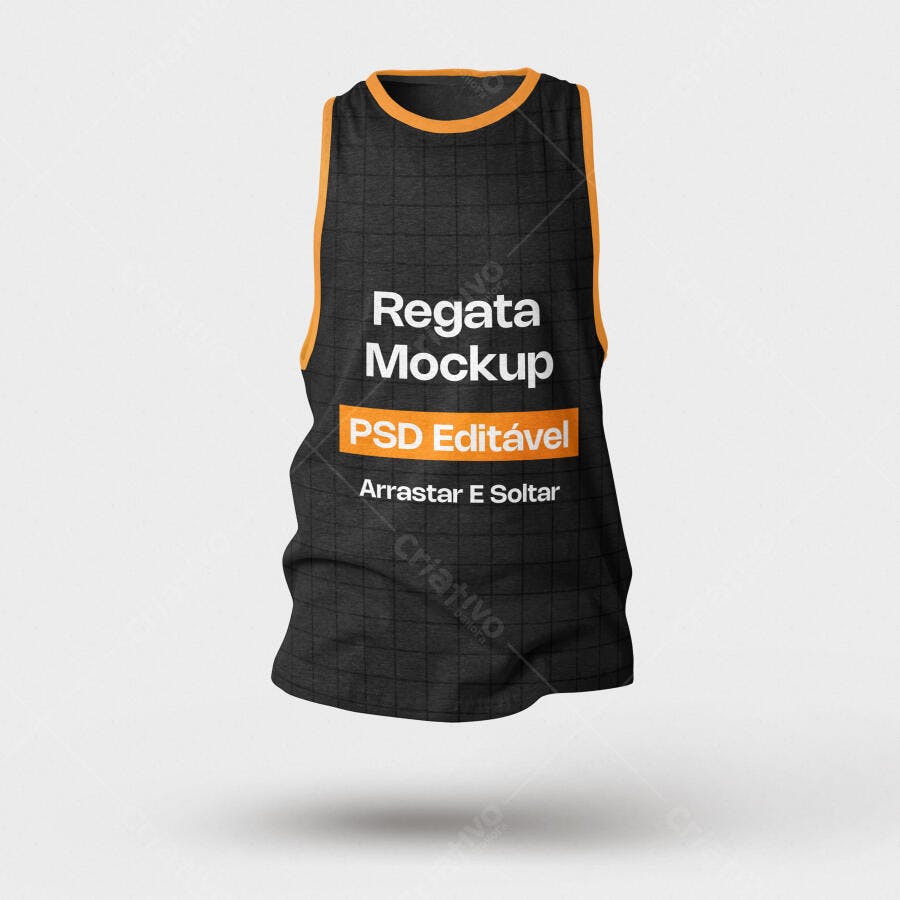 Mockup Regata Masculina Preta Frente Flutuante Editável