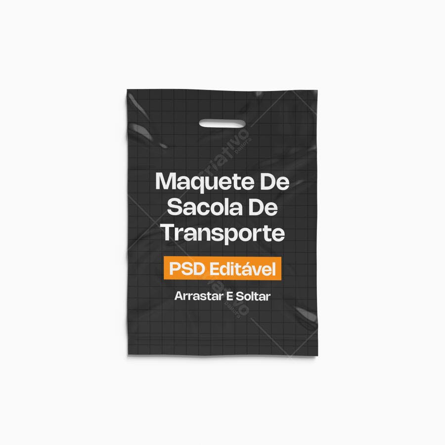 Mockup Sacola Plástica Transporte Frontal Fundo Branco Editável