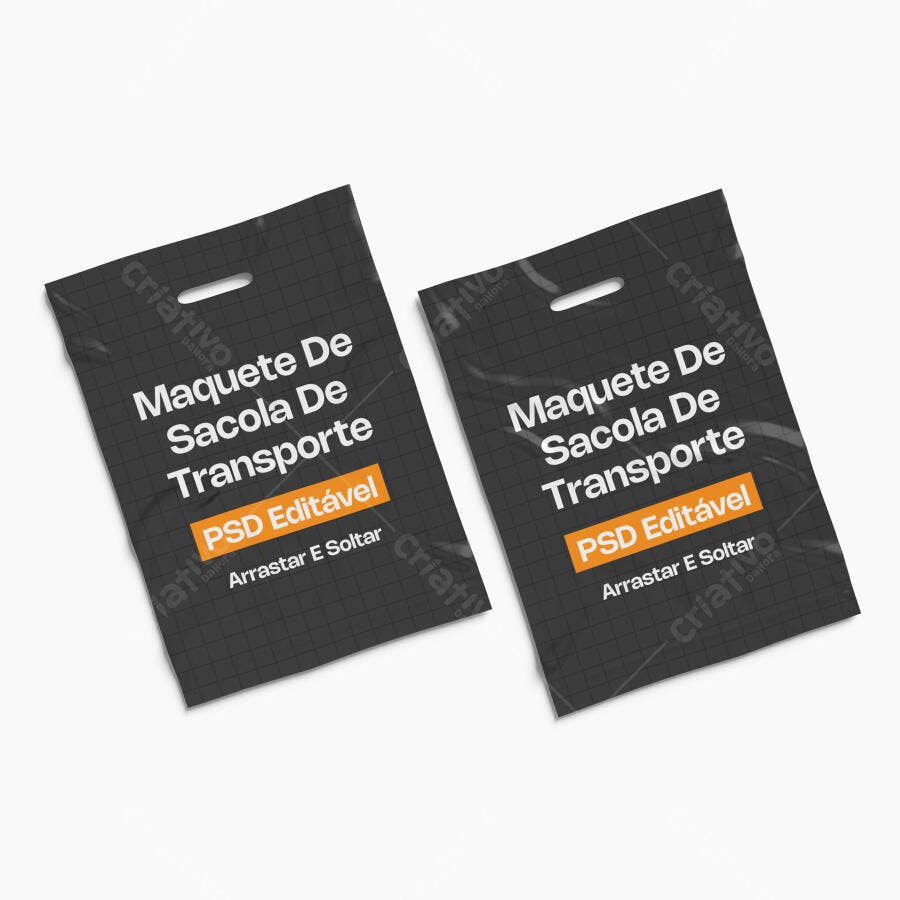 Mockup Sacola Plástica Transporte Fundo Branco Editável