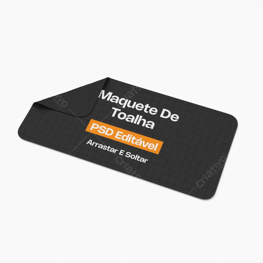 Mockup Toalha Retangular Dobrada Fundo Branco Editável
