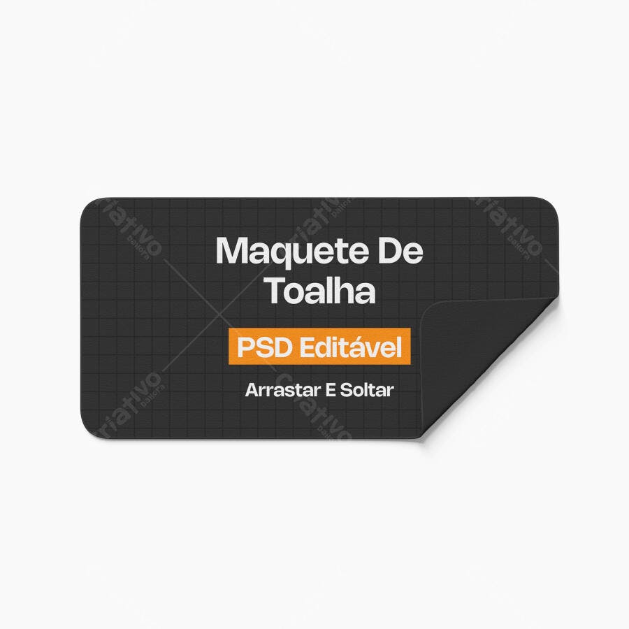 Mockup Toalha Retangular Dobrada Fundo Branco Editável