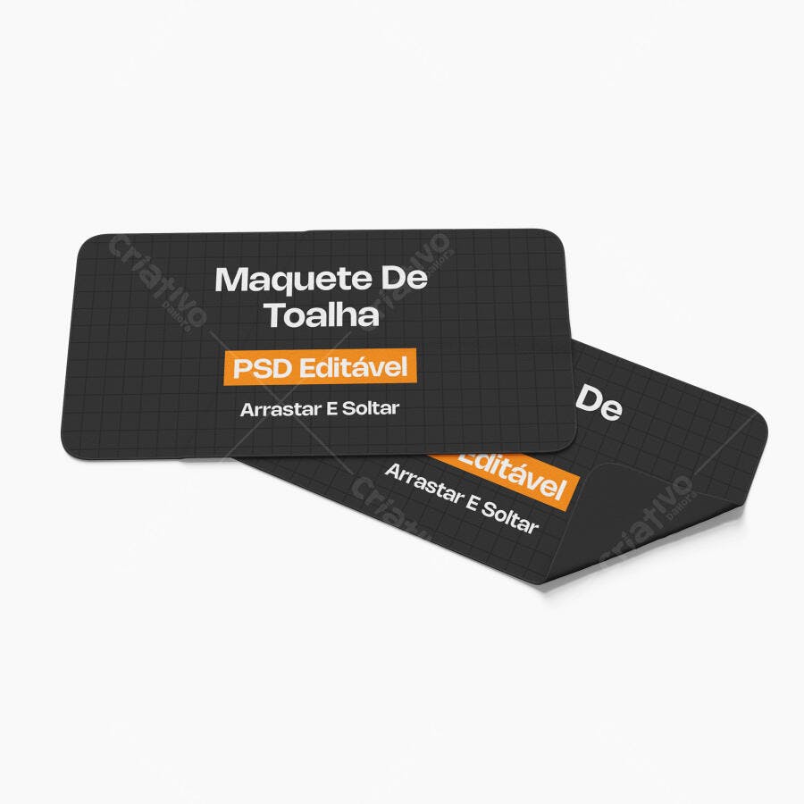Mockup Toalha Retangular Vista Superior Fundo Branco Editável