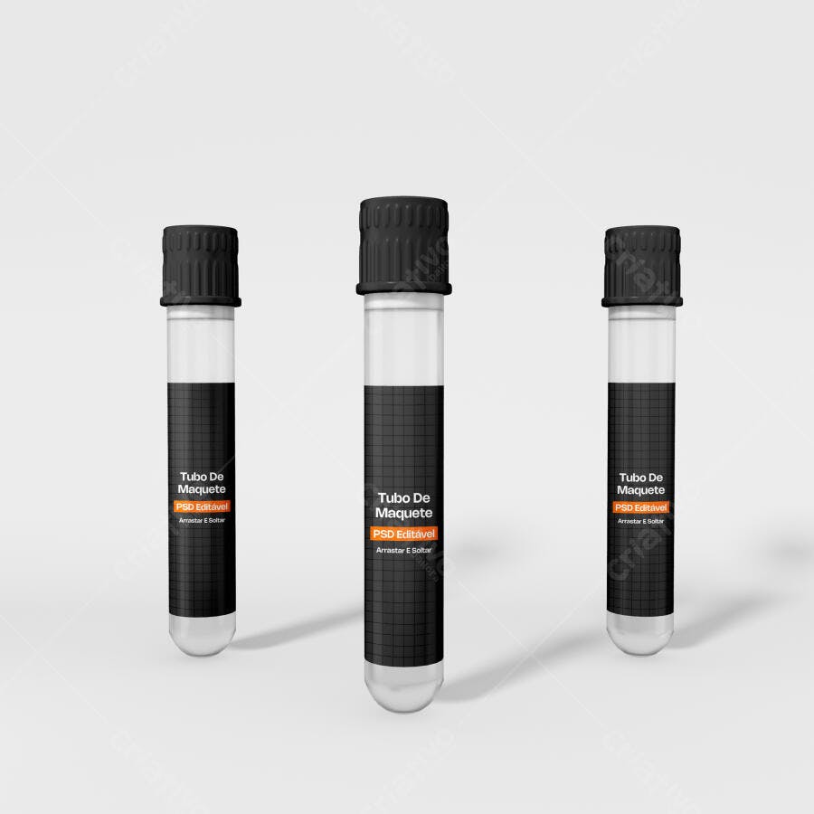 Mockup Tubo de Ensaio Vidro Laboratório Fundo Branco Editável