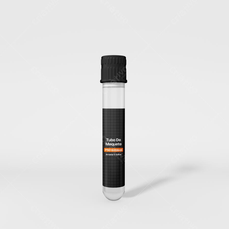 Mockup Tubo Ensaio Vidro Transparente Fundo Branco Editável