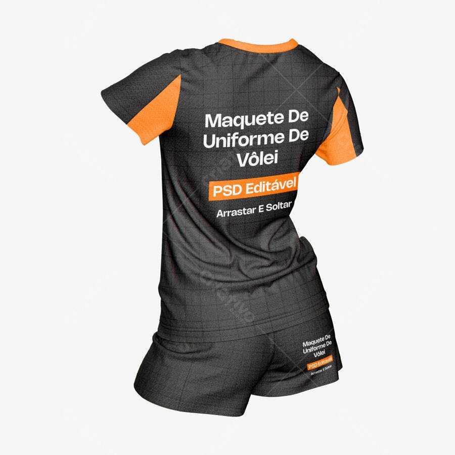 Mockup Uniforme Vôlei Feminino Costas Fundo Branco Editável