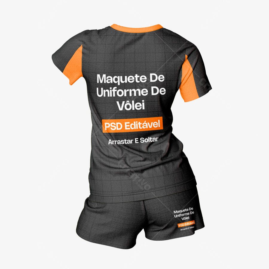Mockup Uniforme Vôlei Feminino Costas Fundo Branco Editável