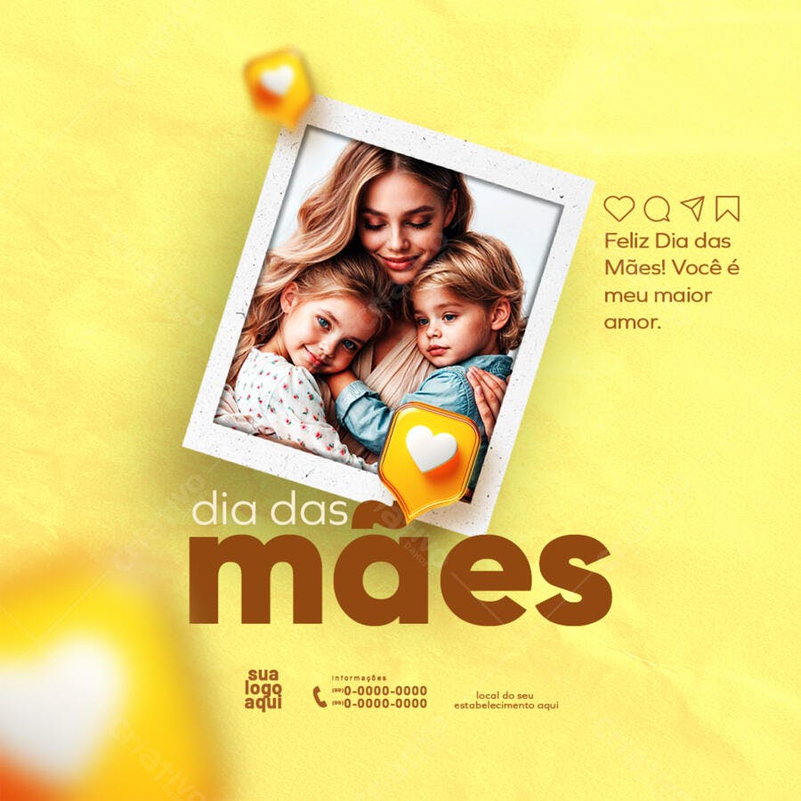 Post Dia das Mães Família Instagram PSD Editável
