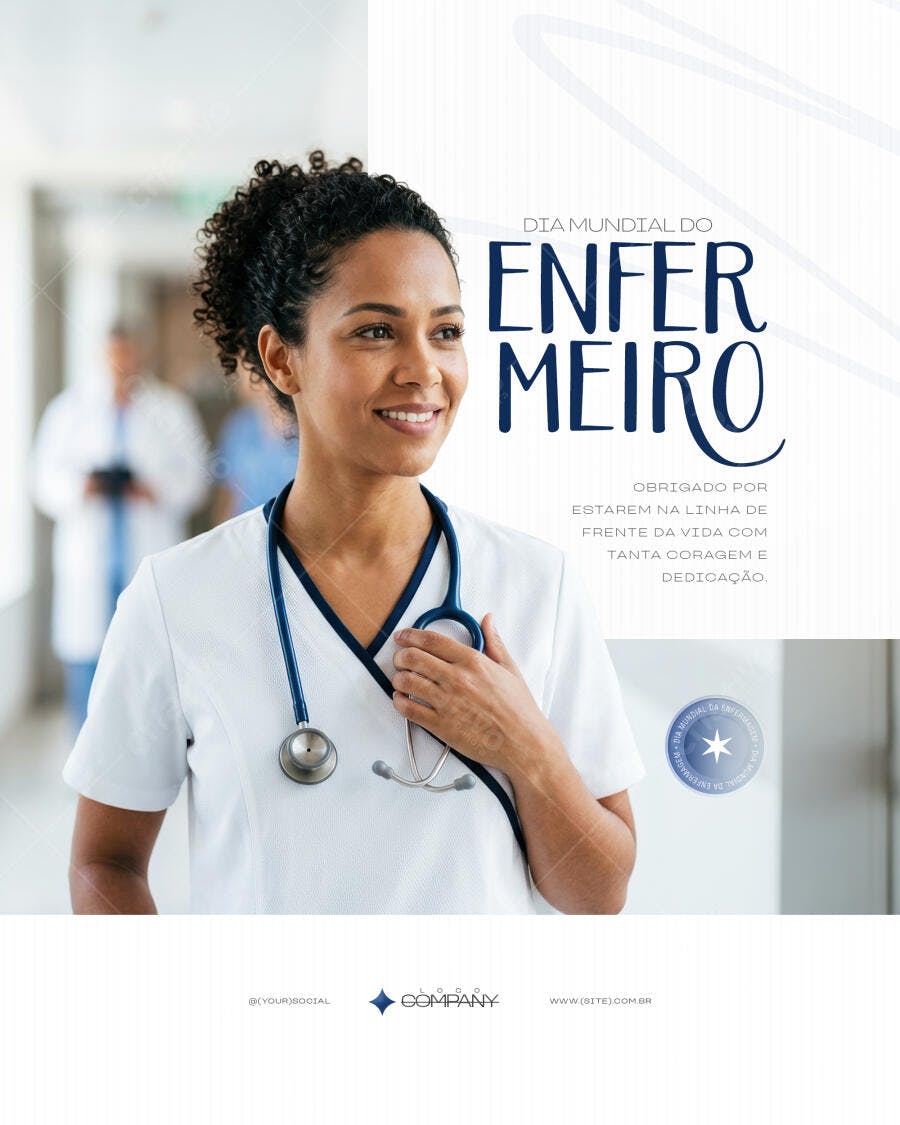 Post Dia Mundial do Enfermeiro Saúde PSD Editável