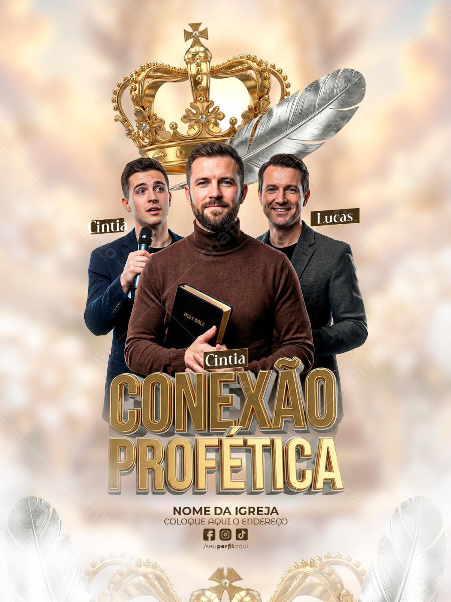Post Instagram Conexão Profética Igreja PSD Editável