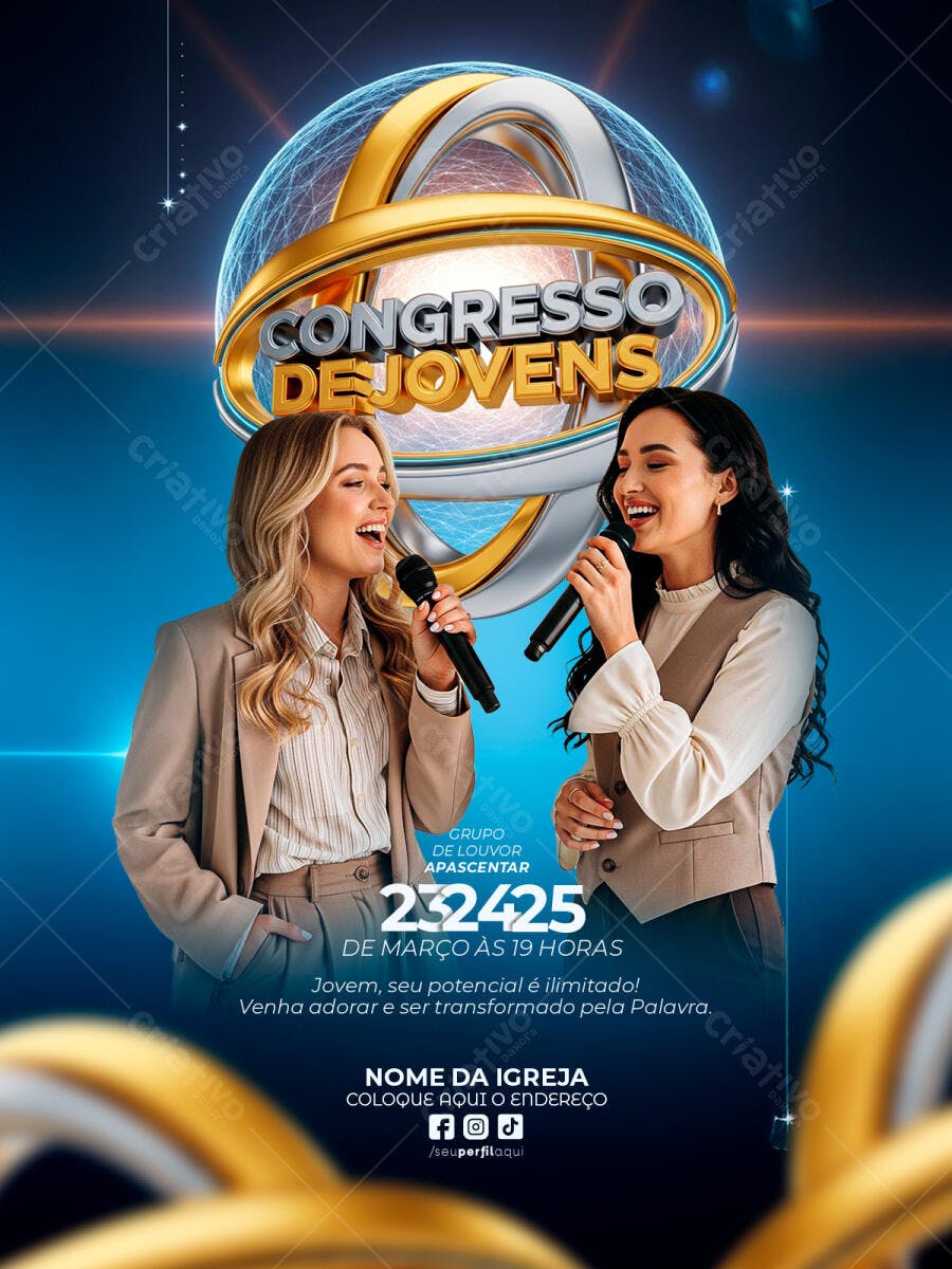 Post Instagram Congresso de Jovens Igreja PSD Editável