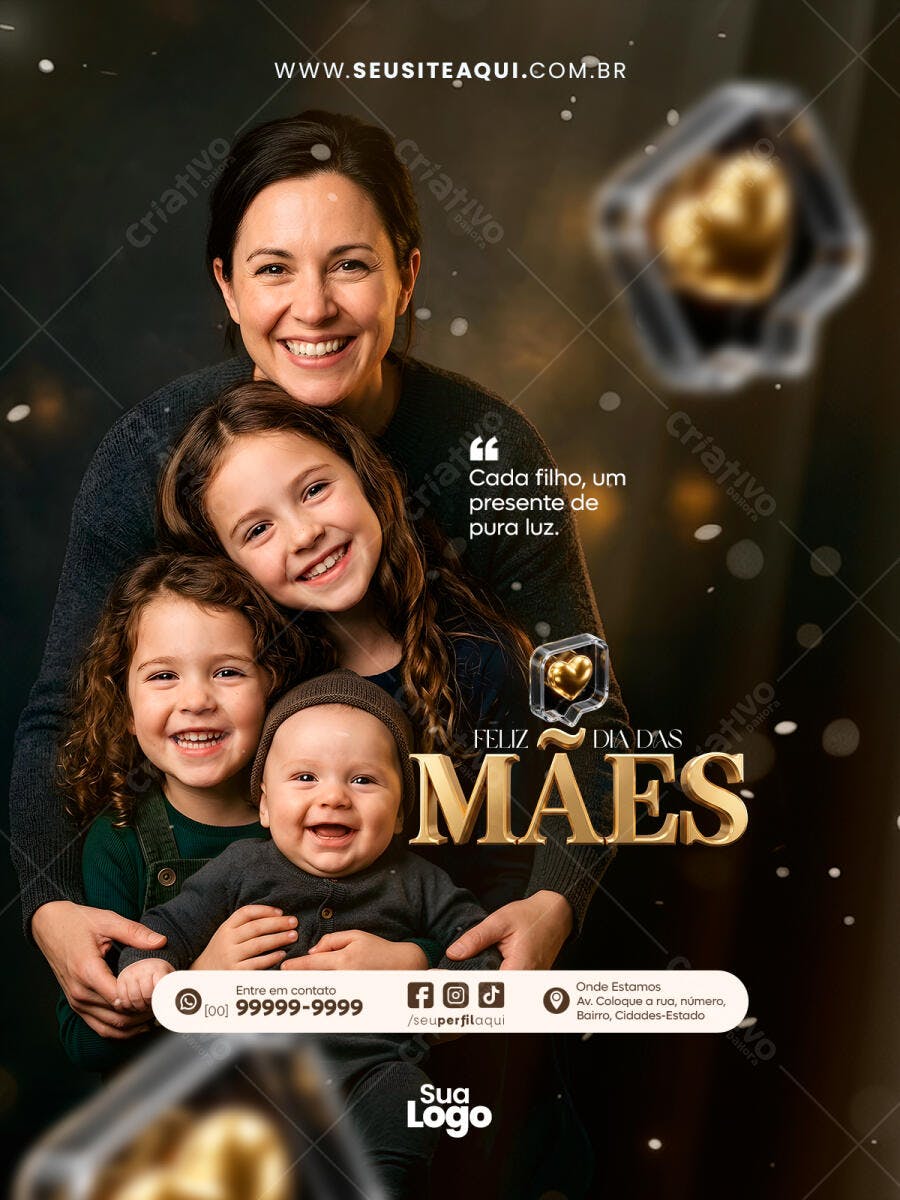 Post Instagram Dia das Mães Família PSD Editável
