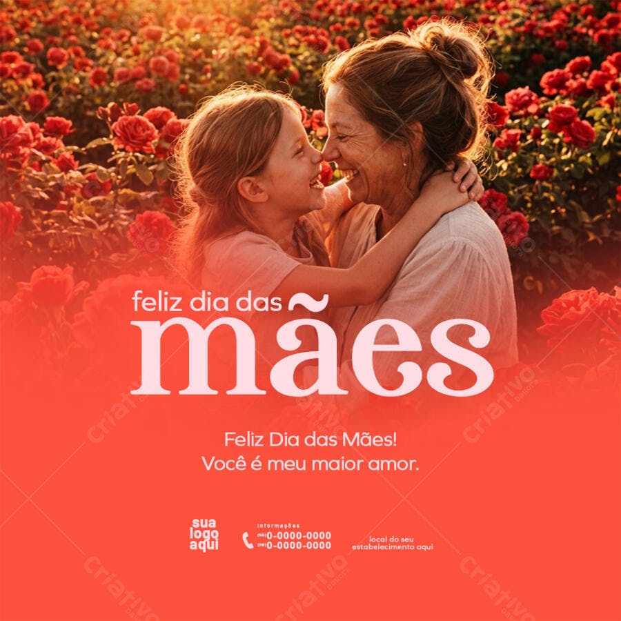 Post Instagram Dia das Mães Floricultura PSD Editável