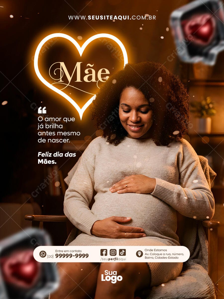 Post Instagram Dia das Mães Gestante PSD Editável