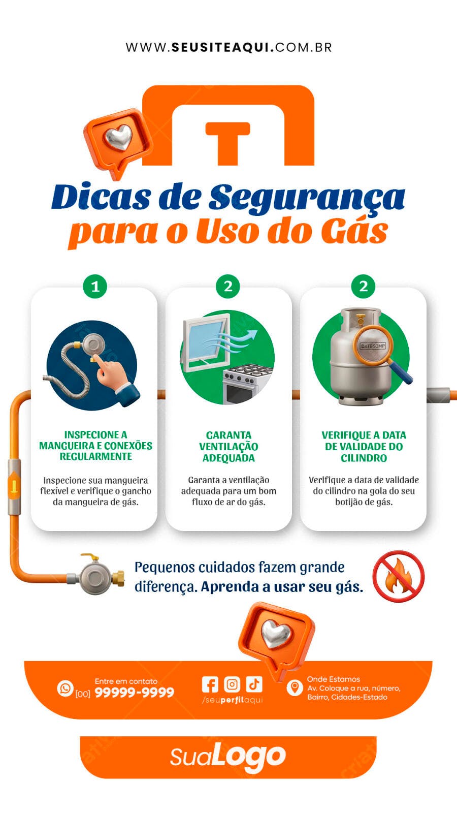 Post Instagram Dicas Segurança Gás Cozinha PSD Editável