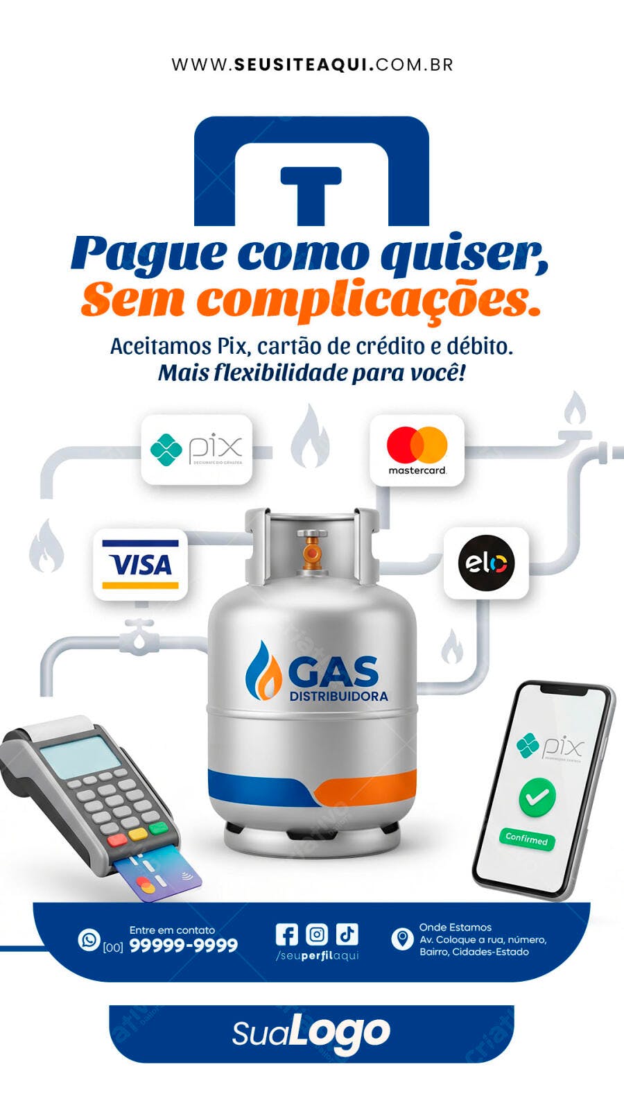Post Instagram Distribuidora Gás Pagamento PSD Editável