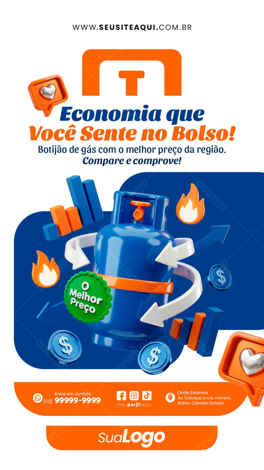 Post Stories Gás de Cozinha Promoção PSD Editável