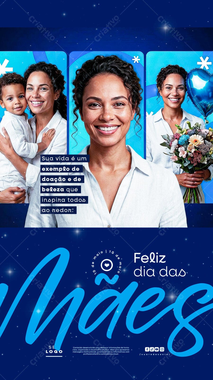 Story Dia das Mães Maio PSD Editável Azul