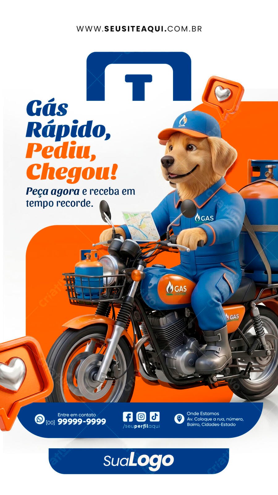 Story Instagram Entrega Gás Delivery PSD Editável