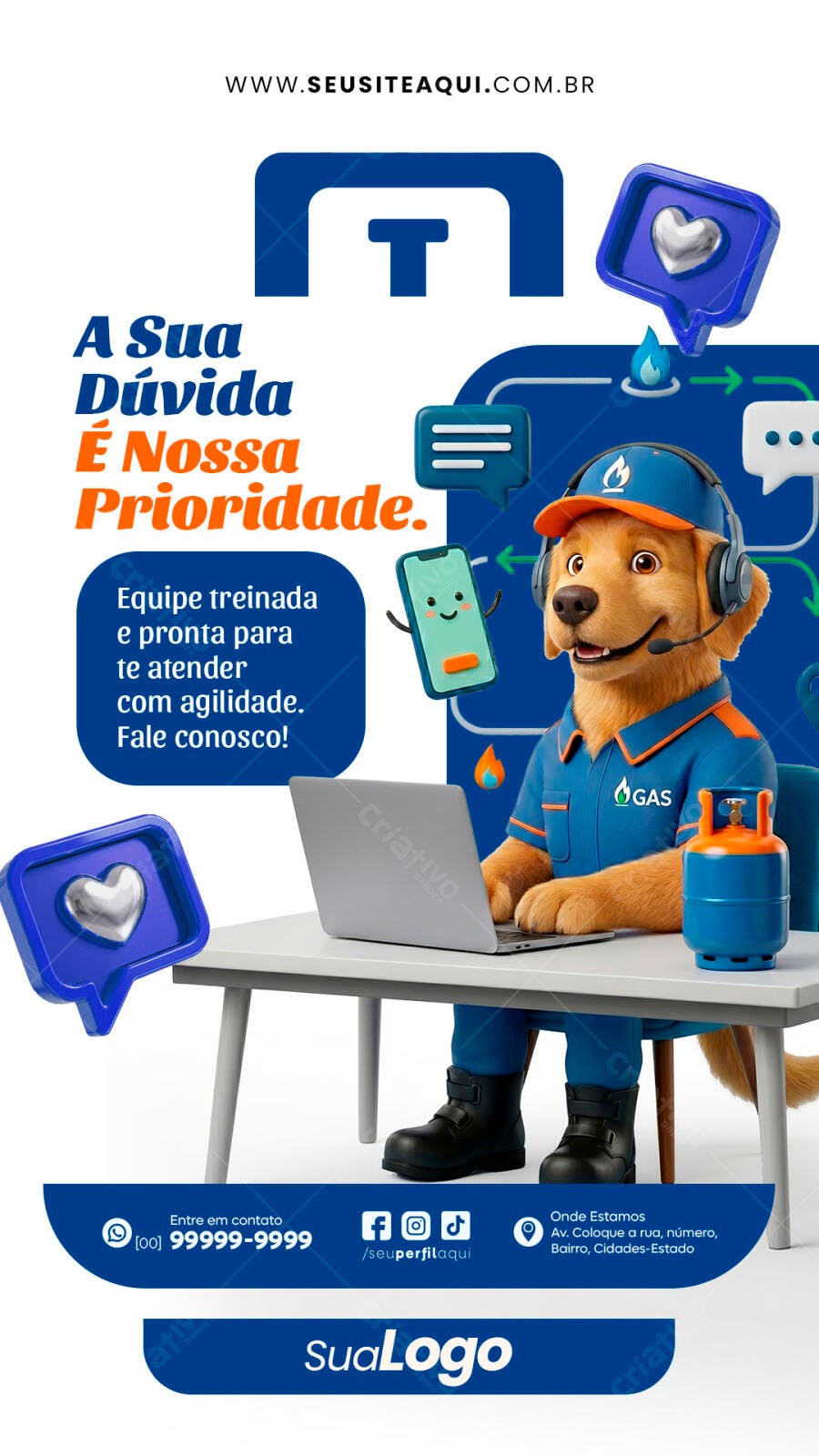 Story Instagram Gás Delivery Atendimento PSD Editável