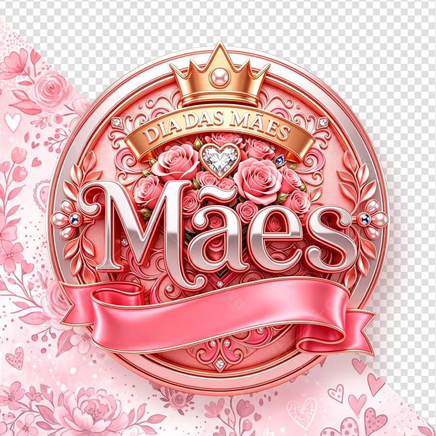 Arte Dia das Mães Coroa Rosas PSD Editável