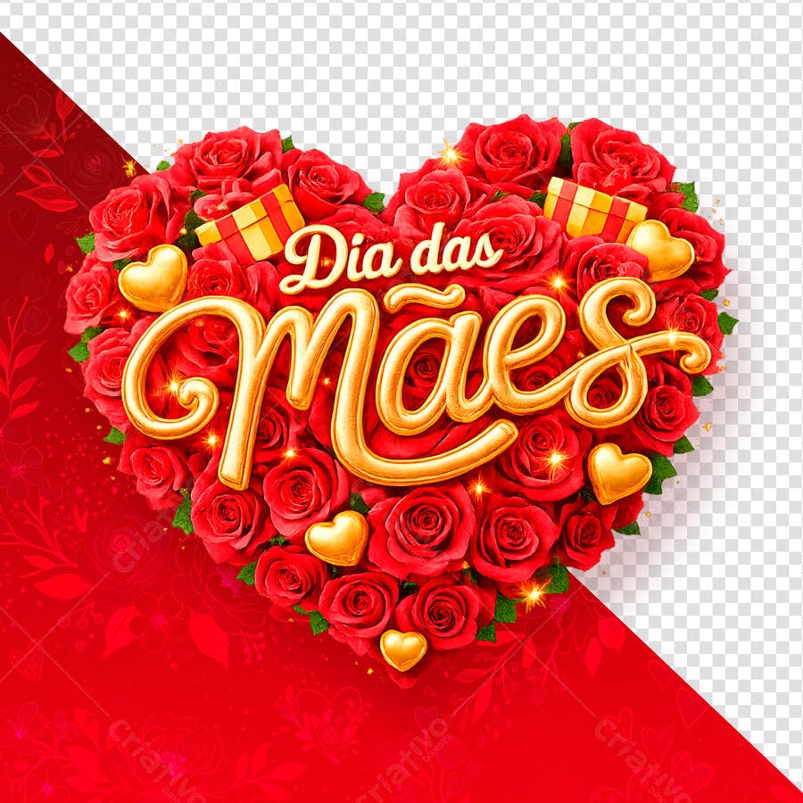 Dia das Mães Rosas Vermelhas PSD Editável