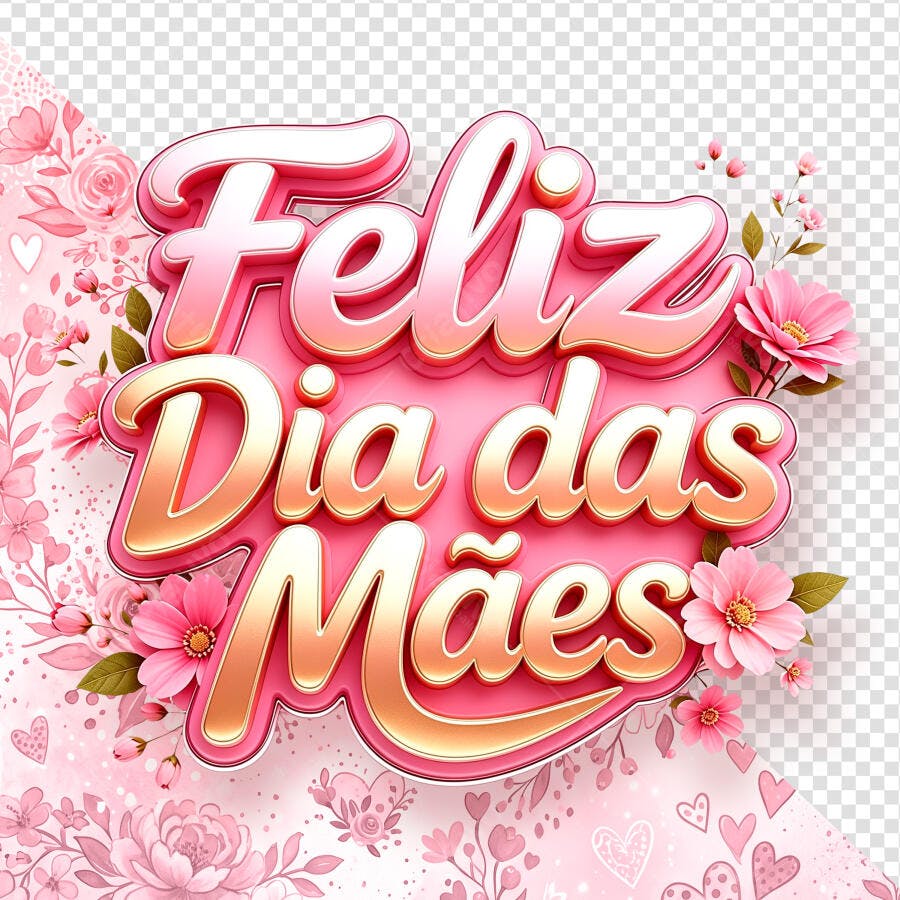 Feliz Dia das Mães 3D Rosas PSD Editável
